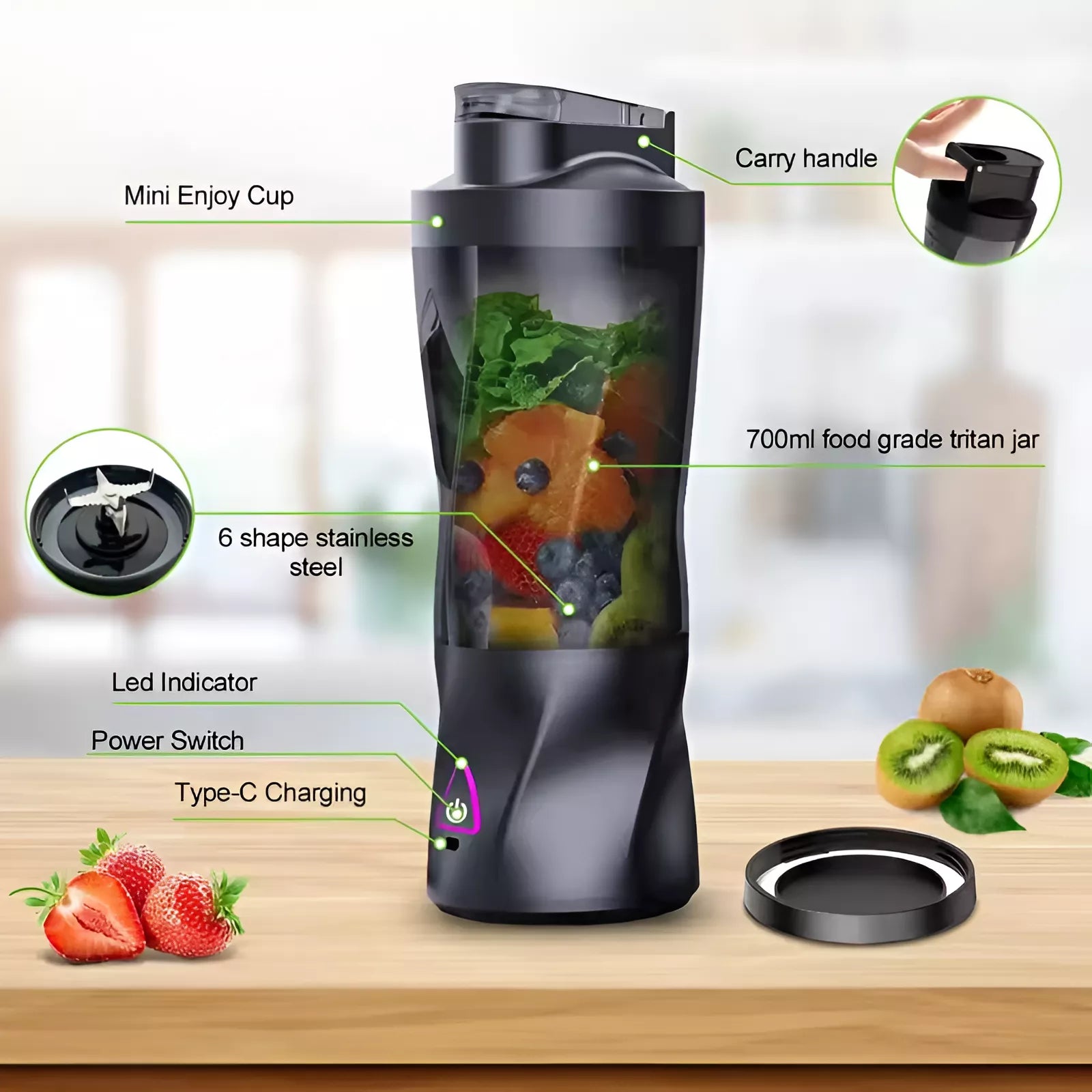 Zyntriva™ Portable Blender — Powerful 22,000 RPM